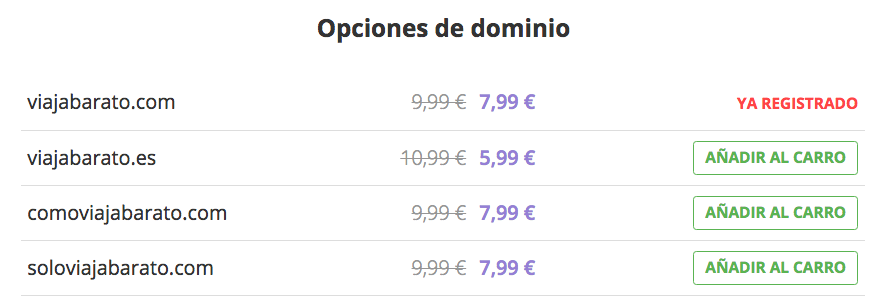 Una lista de posibles opciones de nombres de dominio sobre cómo iniciar un blog de viajes.