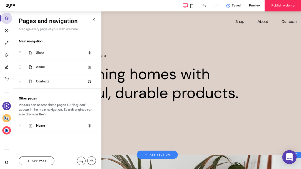 Agregar y editar páginas con Zyro
