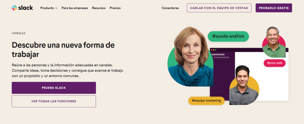 Página web de Slack