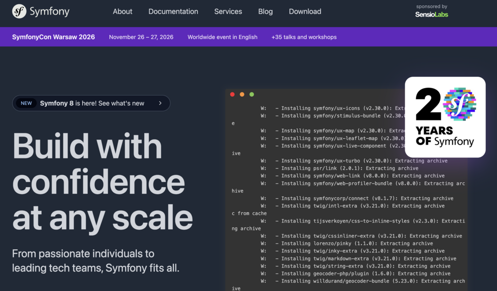 Página oficial de Symfony