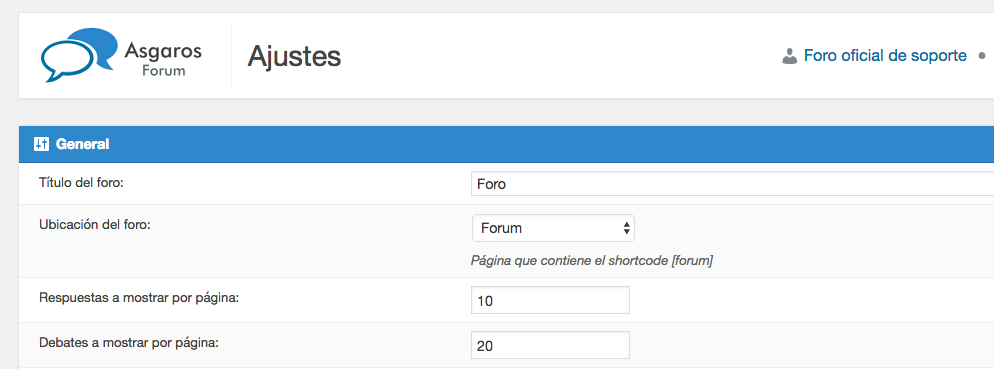 Configurando la ubicación de tu foro.