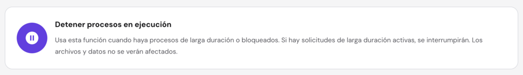 Detener procesos en ejecución en hPanel