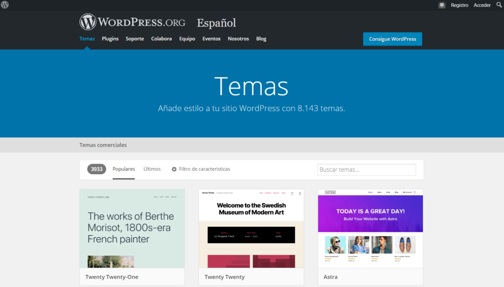 Directorio de temas de WordPress