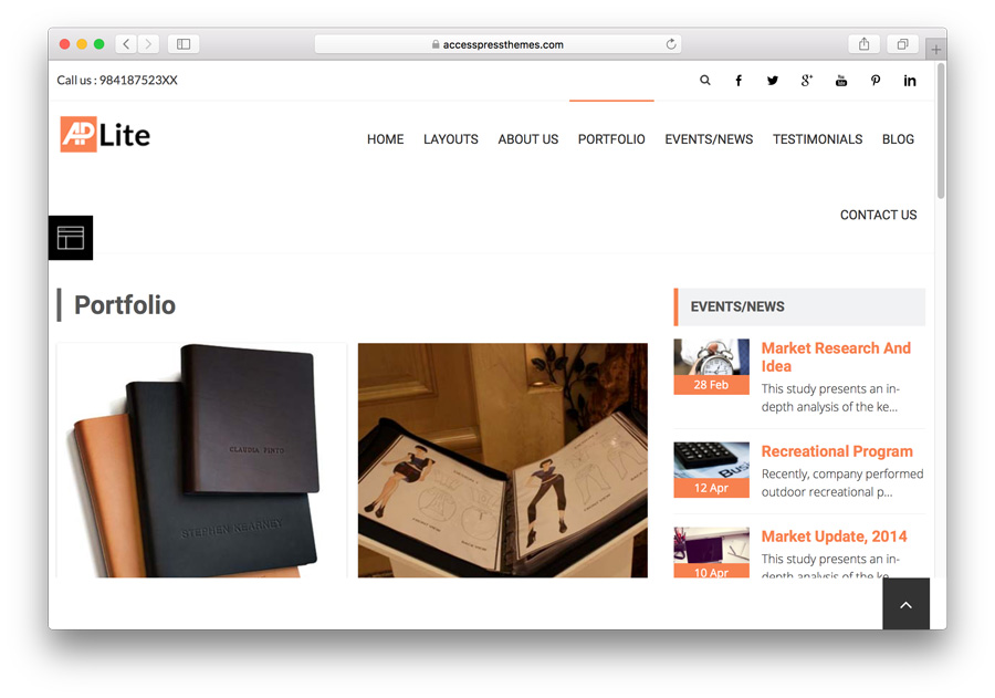 Página de portfolio de AccessPress Lite