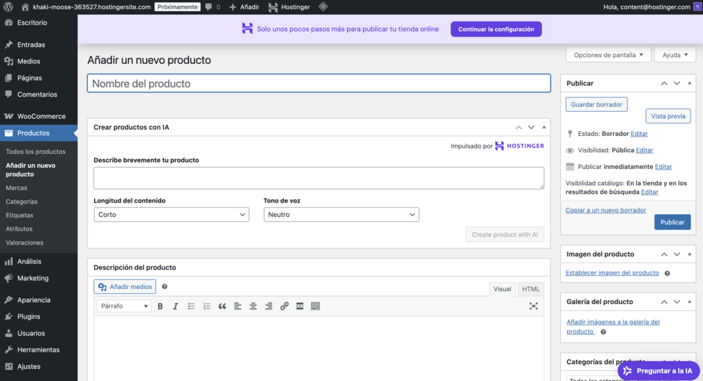 Anadir producto en WooCommerce