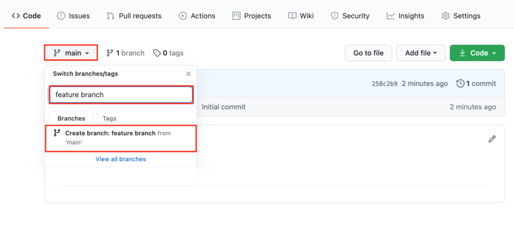Crear rama en GitHub