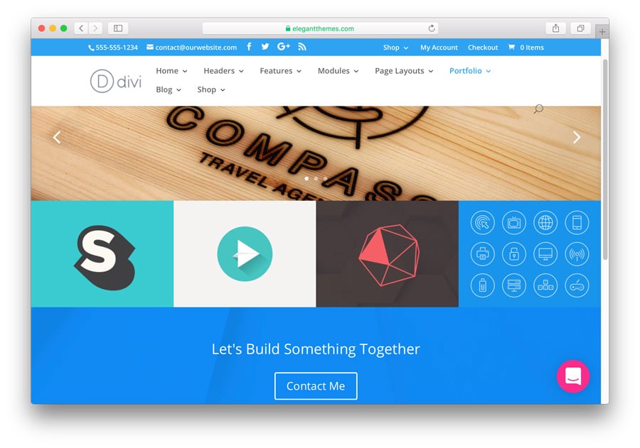 Página de demo de la plantilla Divi