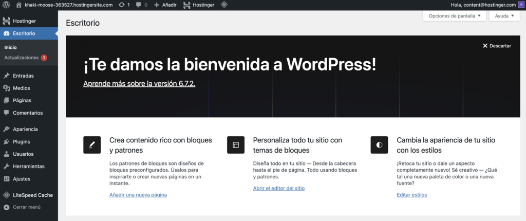 Panel de control de WP