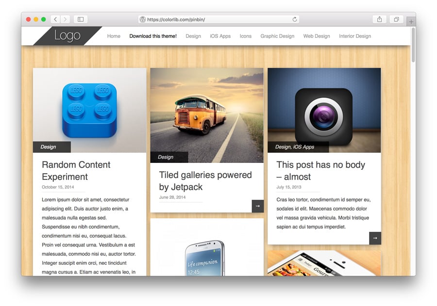 Pinbin Tema WordPress Porftolio