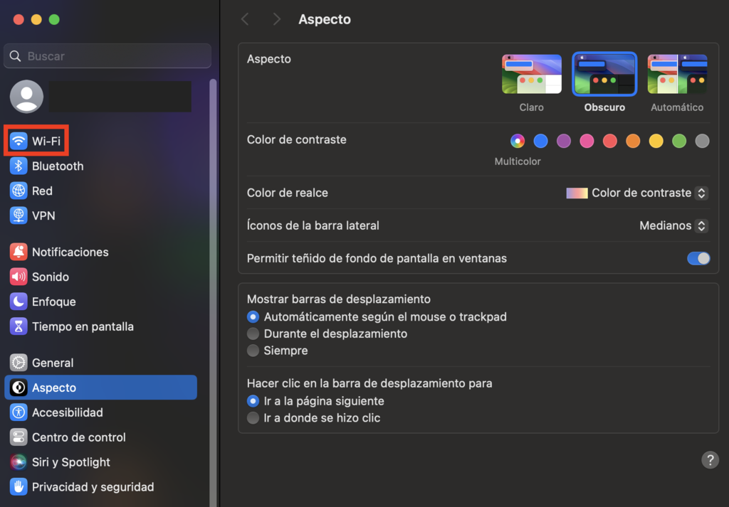 Preferencias del sistema en macOS