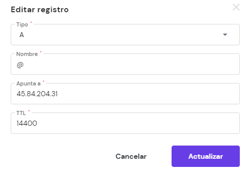 Editar registro A en el hPanel de Hostinger