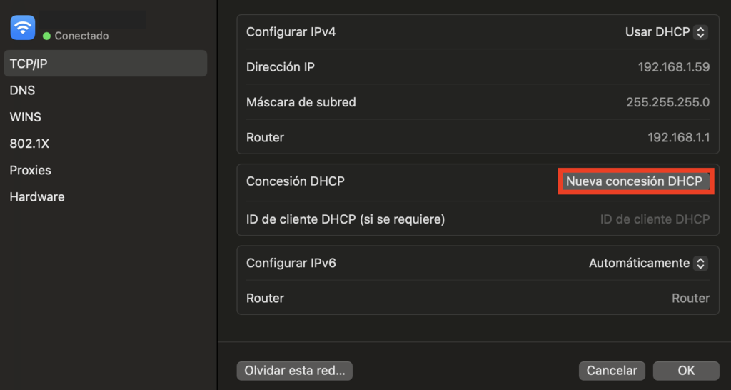 Configuración de red en macOS