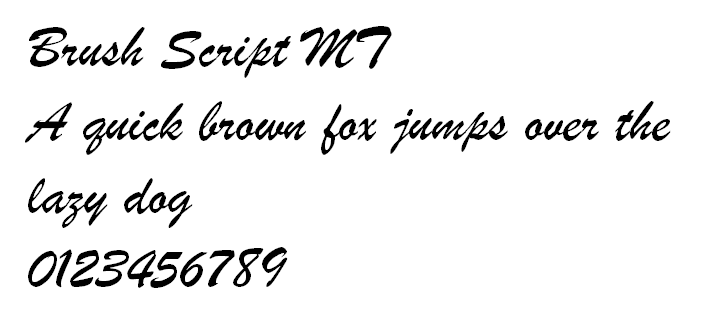 Diseño de fuente Brush Script MT