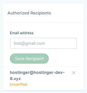 Área de destinatarios autorizados de Mailgun