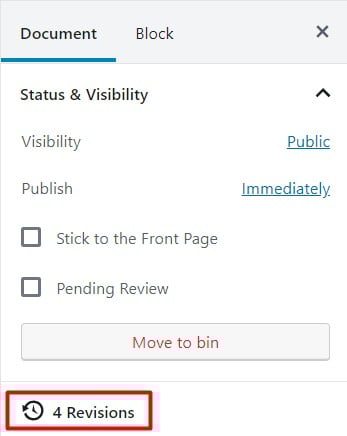 Cómo ver las revisiones wordpress