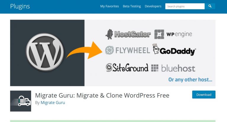 Migrar la página del complemento oficial de WordPress de Guru