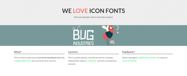 La página de inicio del sitio de la página de inicio de We Love Icon Fonts