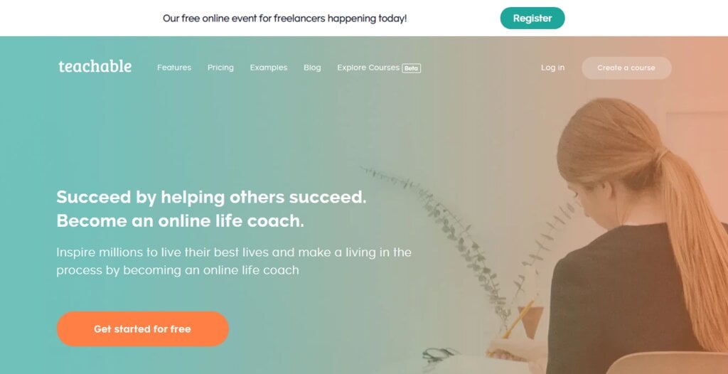 Página de inicio de Teachable