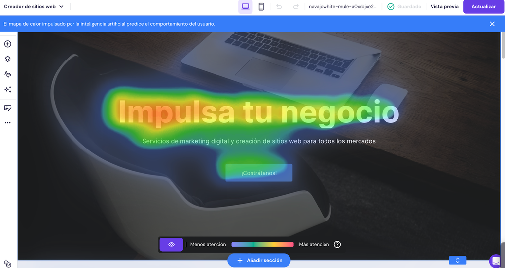 Mapa de calor con IA de Hostinger