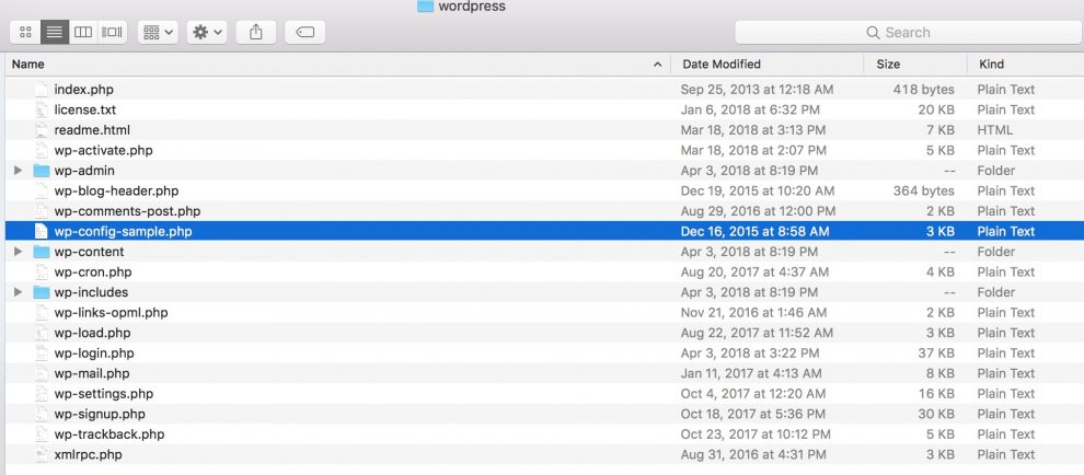El archivo wp-config-sample.php