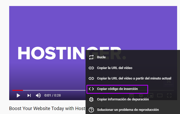 Código de inserción de YouTube