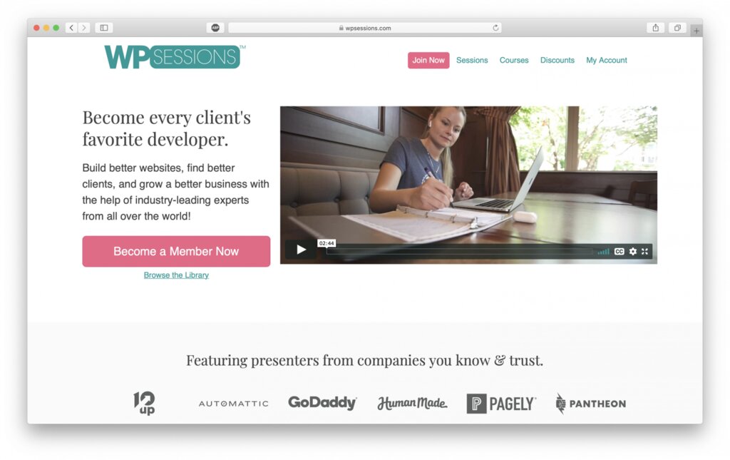 Sitio web de WP Sessions para aprender WordPress a nivel avanzado
