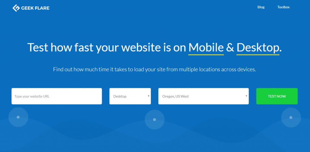Herramienta de test velocidad web Geekflare