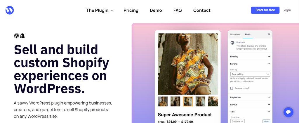 Página de inicio de WP Shopify, plugin para tiendas online de WordPress