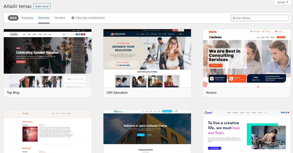 Añadir temas en WordPress