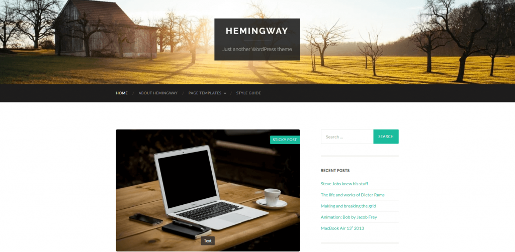 Demostración de la plantilla de WordPress Hemingway