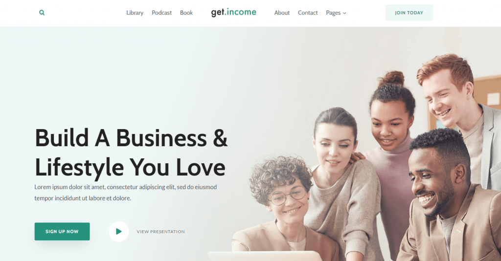 Ejemplo de plantilla del tema Kadence para WordPress