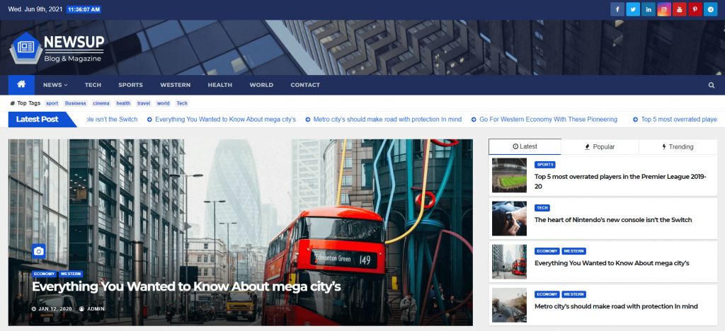 Plantilla de WordPress para sitios de noticias Newsup