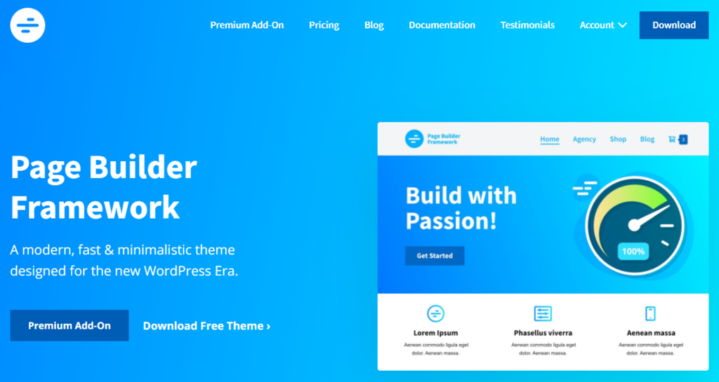 Página de inicio de Page Builder Framework