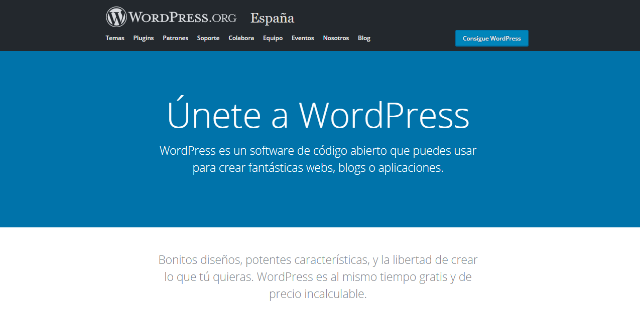 Página de inicio de WordPress.org