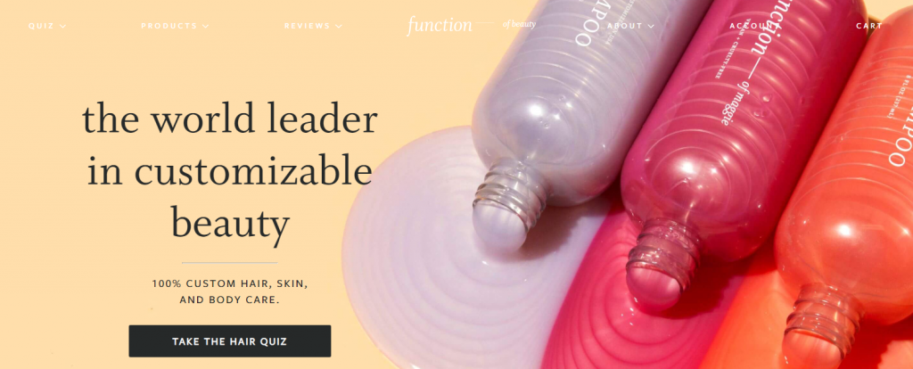 Ejemplo de tipo de comercio electrónico Business to Consumer (B2C) - Function of Beauty