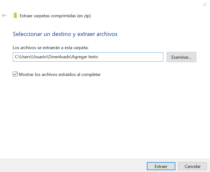 Descomprimir archivo zip en Windows