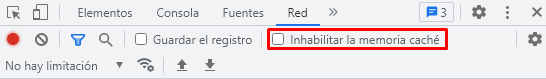 Inhabilitar la memoria caché en la sección Red de las herramientas del desarrollador en Chrome