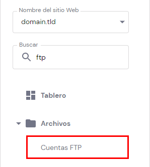 El botón de cuentas FTP en hPanel