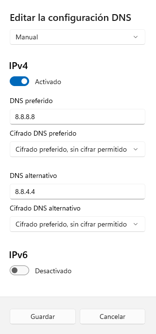 Editar la configuración DNS en Windows