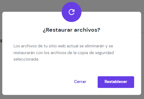 Aviso de restauración de archivos