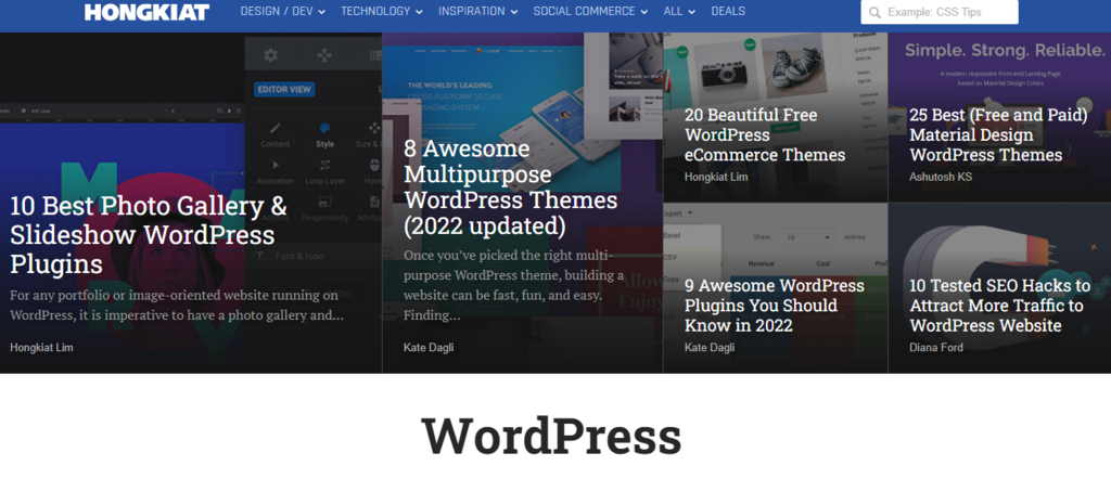Sitio web sobre diseño y tecnología de Hongkiat