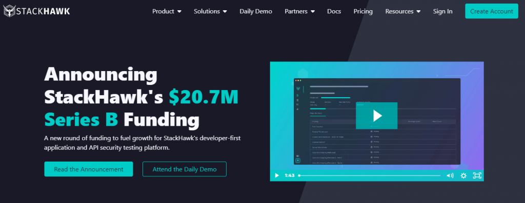 Página de inicio de StackHawk