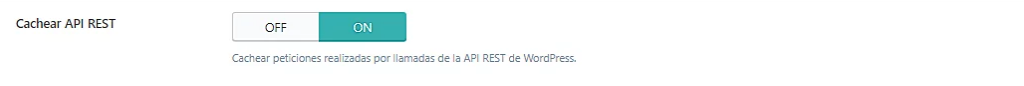 Página de configuración de Caché de LiteSpeed, sección Cachear API REST