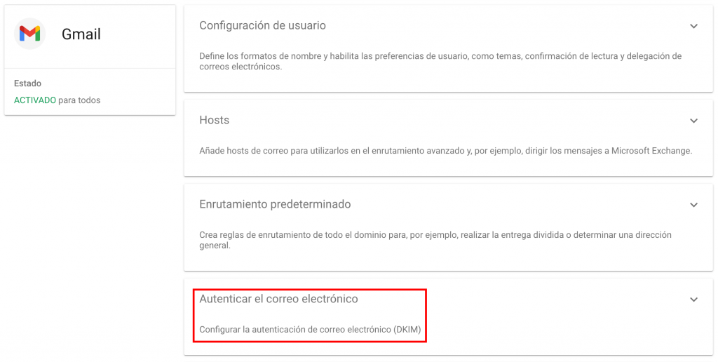 Autenticar el correo electrónico en Google Workspace
