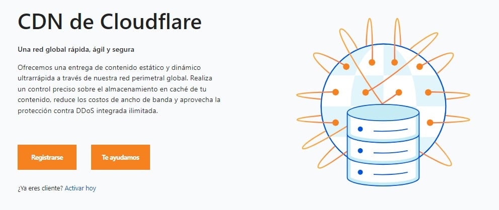Visualización de la página web de Cloudflare