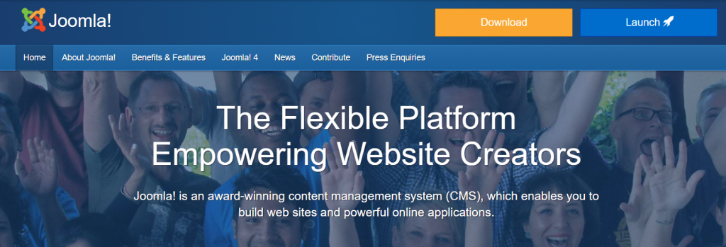 Interfaz de la página de Joomla!