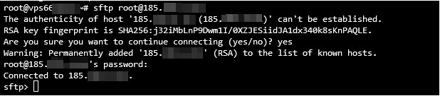 Ejemplo de como se vería el aviso SFTP cuando se encuentra conectado