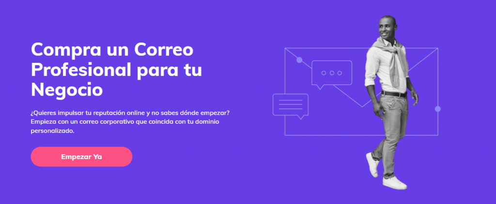 Página del servicio de correo profesional de Hostinger