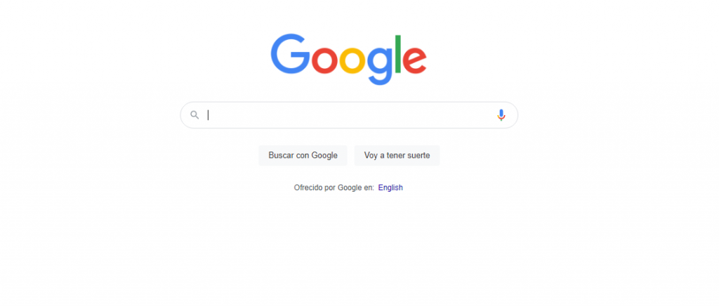 Página del buscador de Google