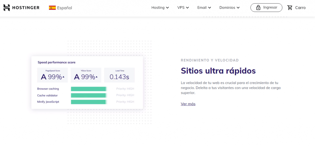 Página de inicio de Hostinger